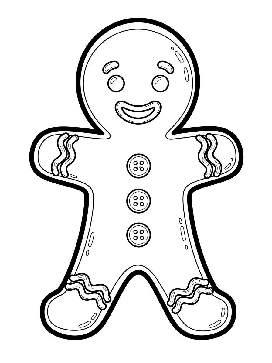 Coloriage bonhomme en pain d'épice souriant