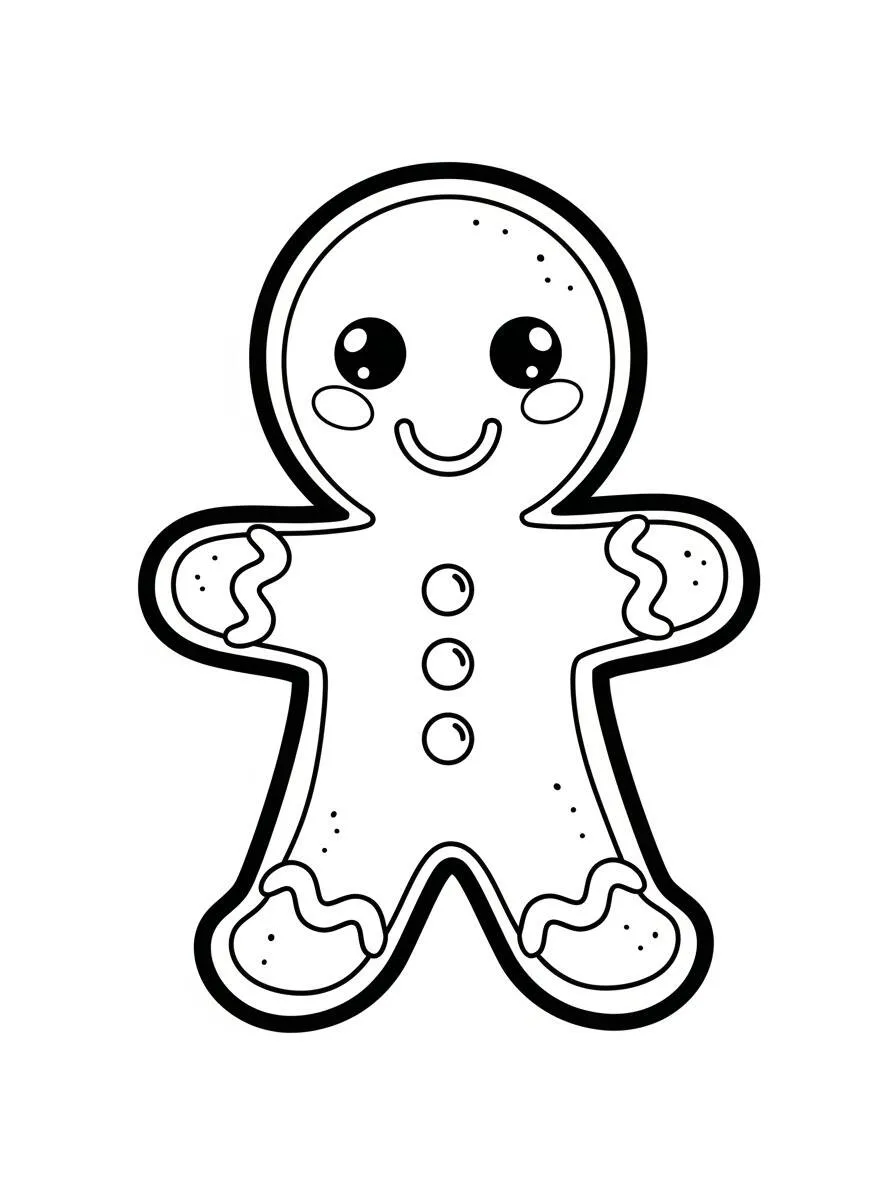Coloriage mignon bonhomme en pain d'épice