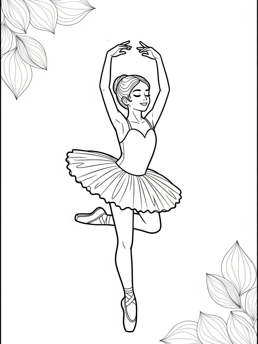 Dibujo de bailarina de ballet bailando con tutú para colorear
