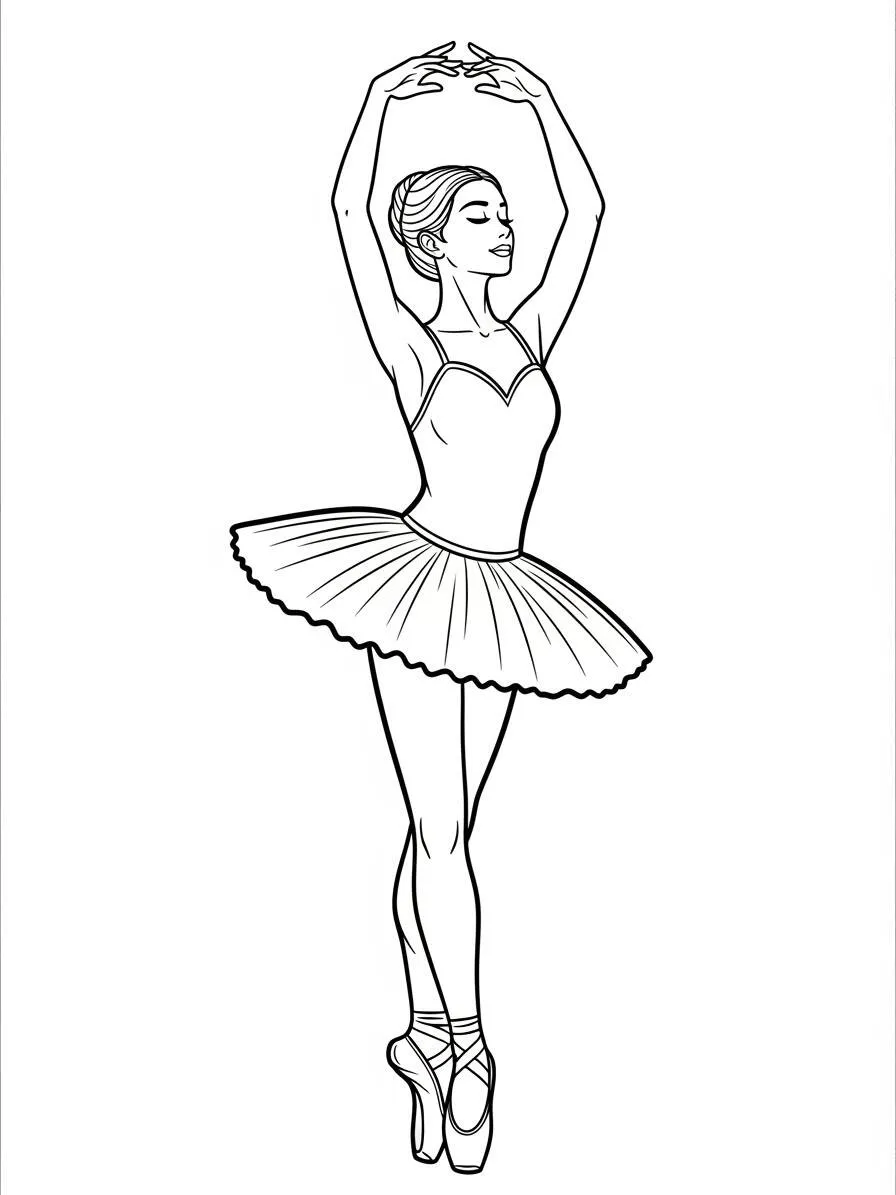 Elegante bailarina de ballet con tutú para colorear