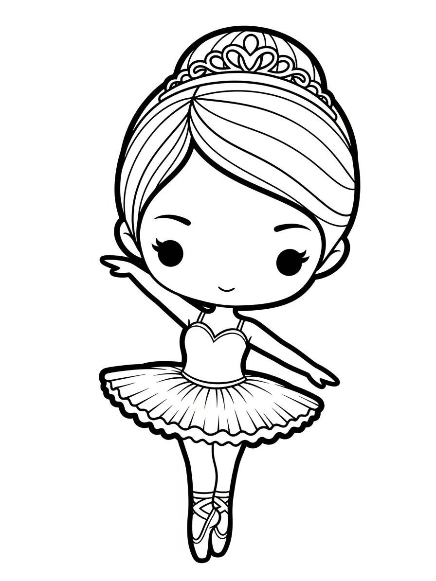 Dibujo de bailarina de ballet con tutú elegante para colorear