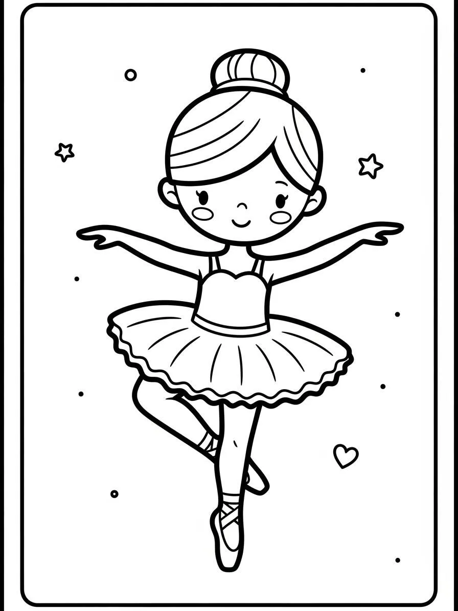 Dibujo para colorear de bailarina de ballet en posición de equilibrio
