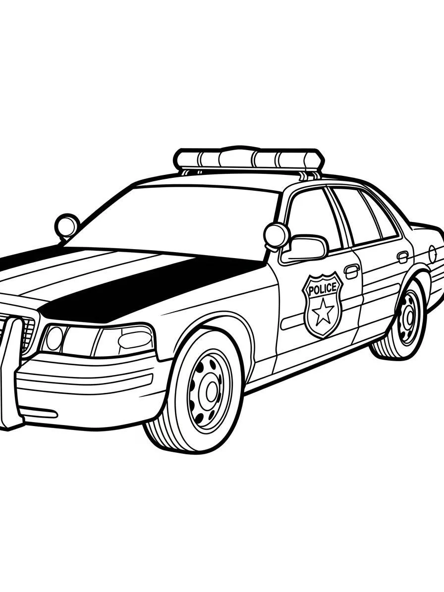 Pagina da colorare classica auto della polizia