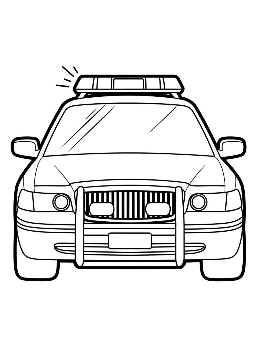 Auto della polizia con luci sulla pagina da colorare