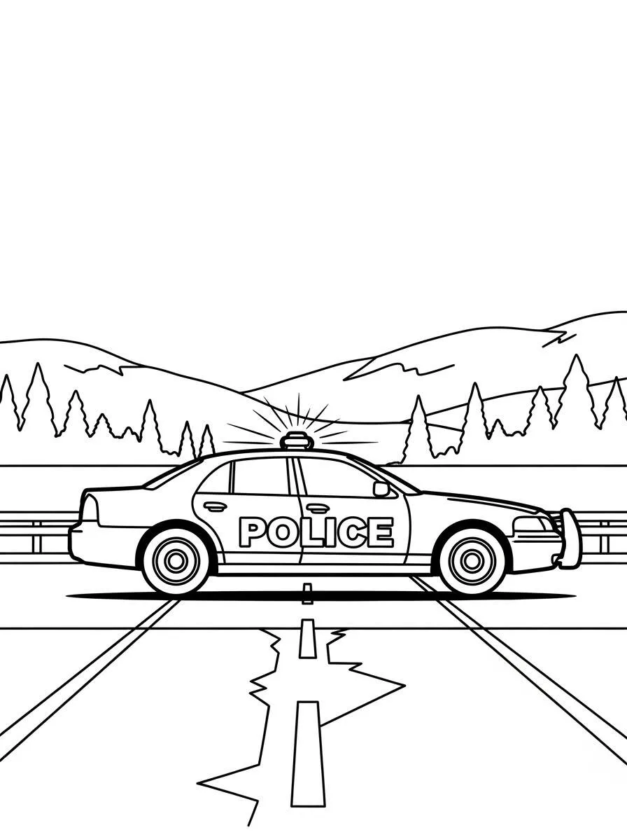 entrenador de policia en la carretera Página para colorear