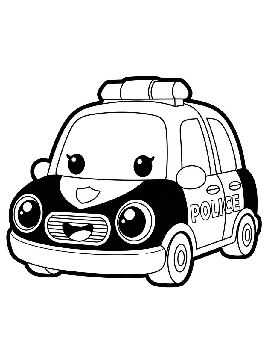 Lindo coche de policía para colorear