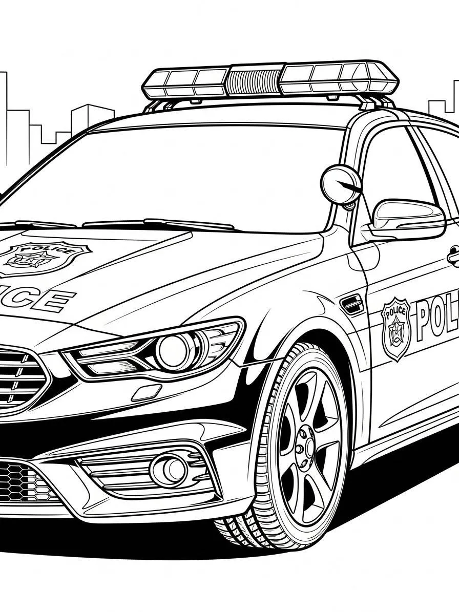entrenador de policia con luces de emergencia Página para colorear