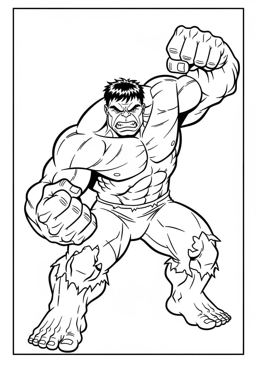 Desenho de Hulk Furioso Pronto para Colorir