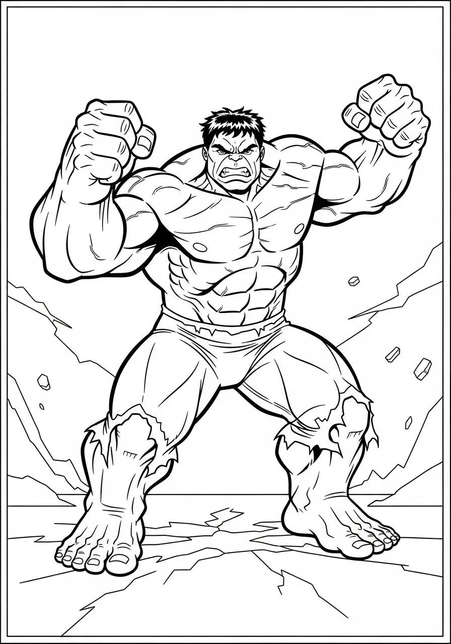 Desenho de Hulk Furioso Pronto para Colorir