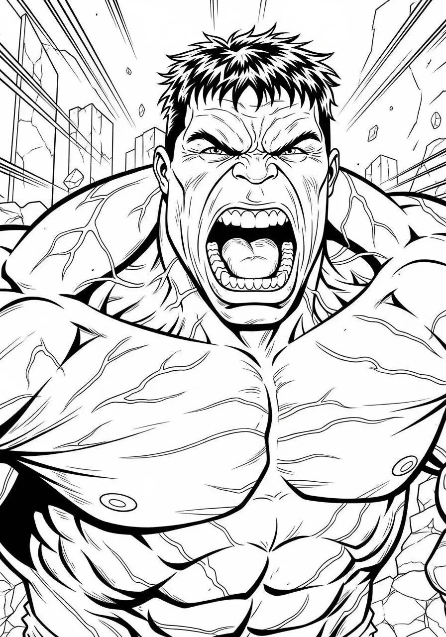 Desenho do Hulk Furioso a Rugir para Colorir