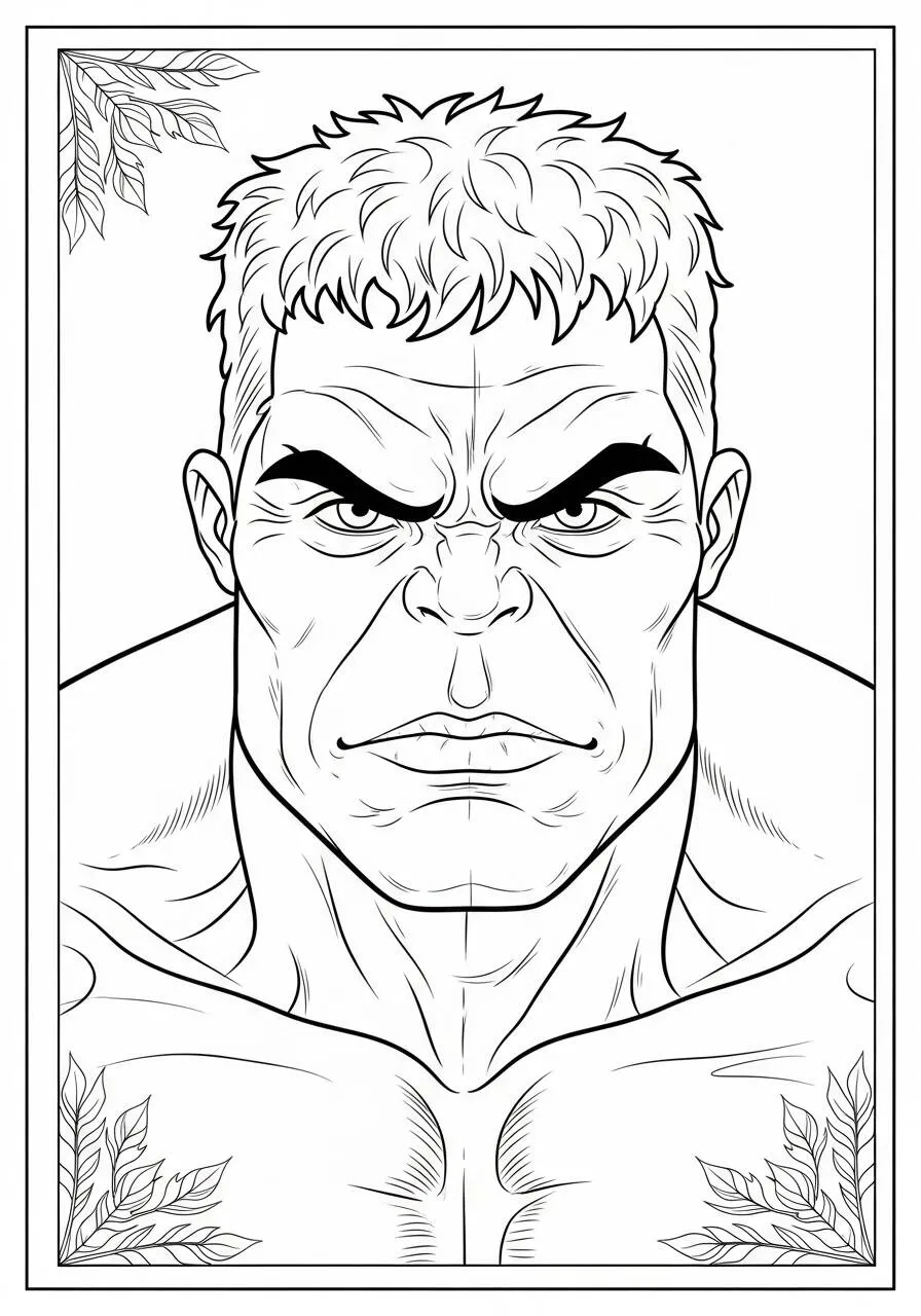 Desenho do Hulk com Expressão Poderosa para Colorir