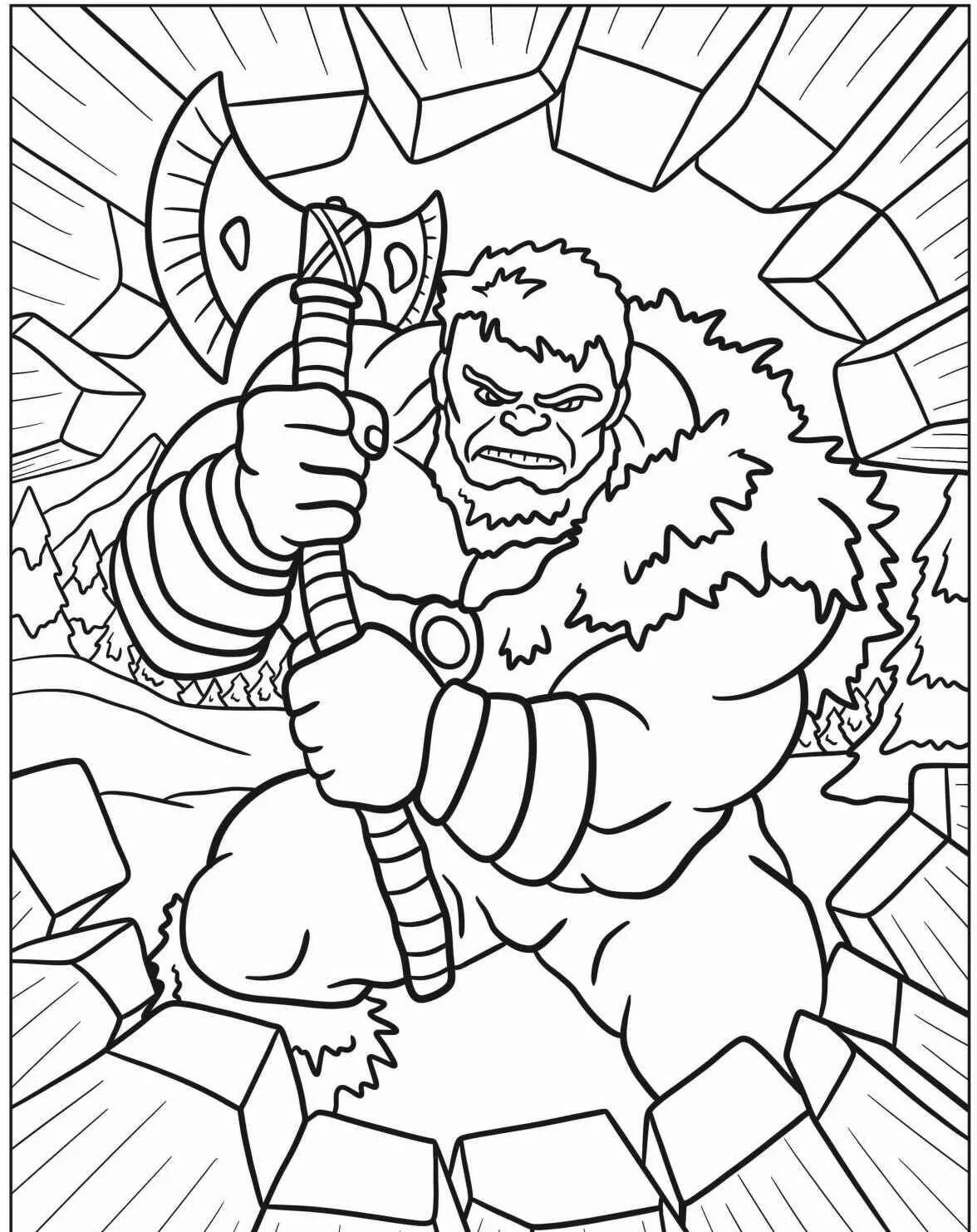 Coloriage Ponton sauvage avec hachette