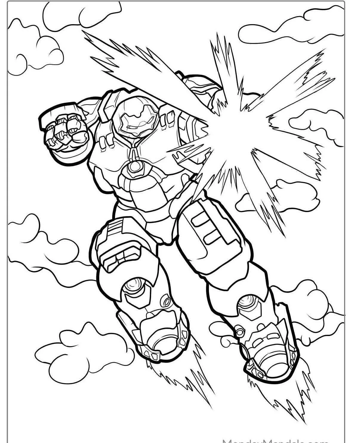 Desenho de Hulk em Ação com Poderes Explosivos para Colorir