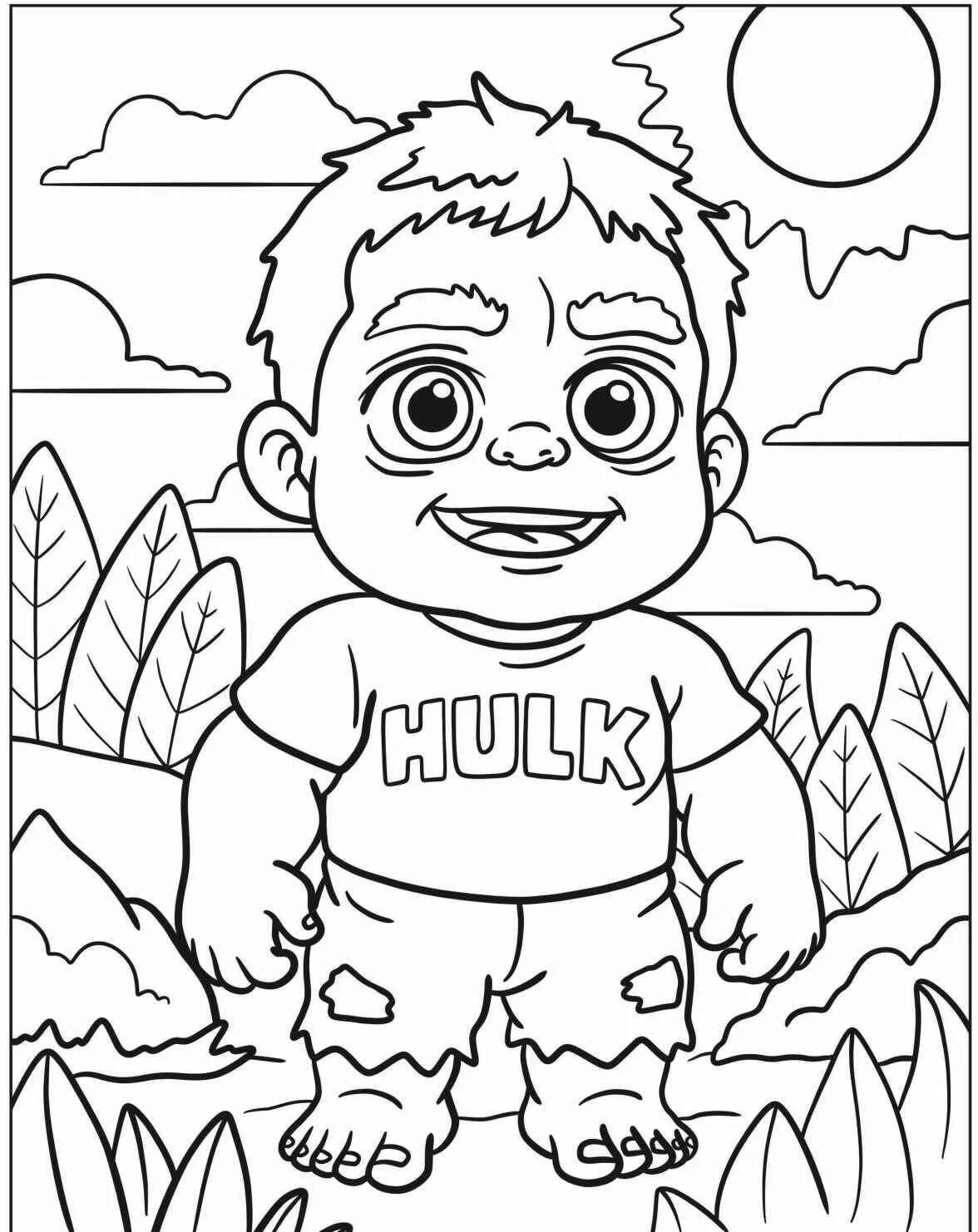Desenho do Hulk Bebê Sorridente para Colorir