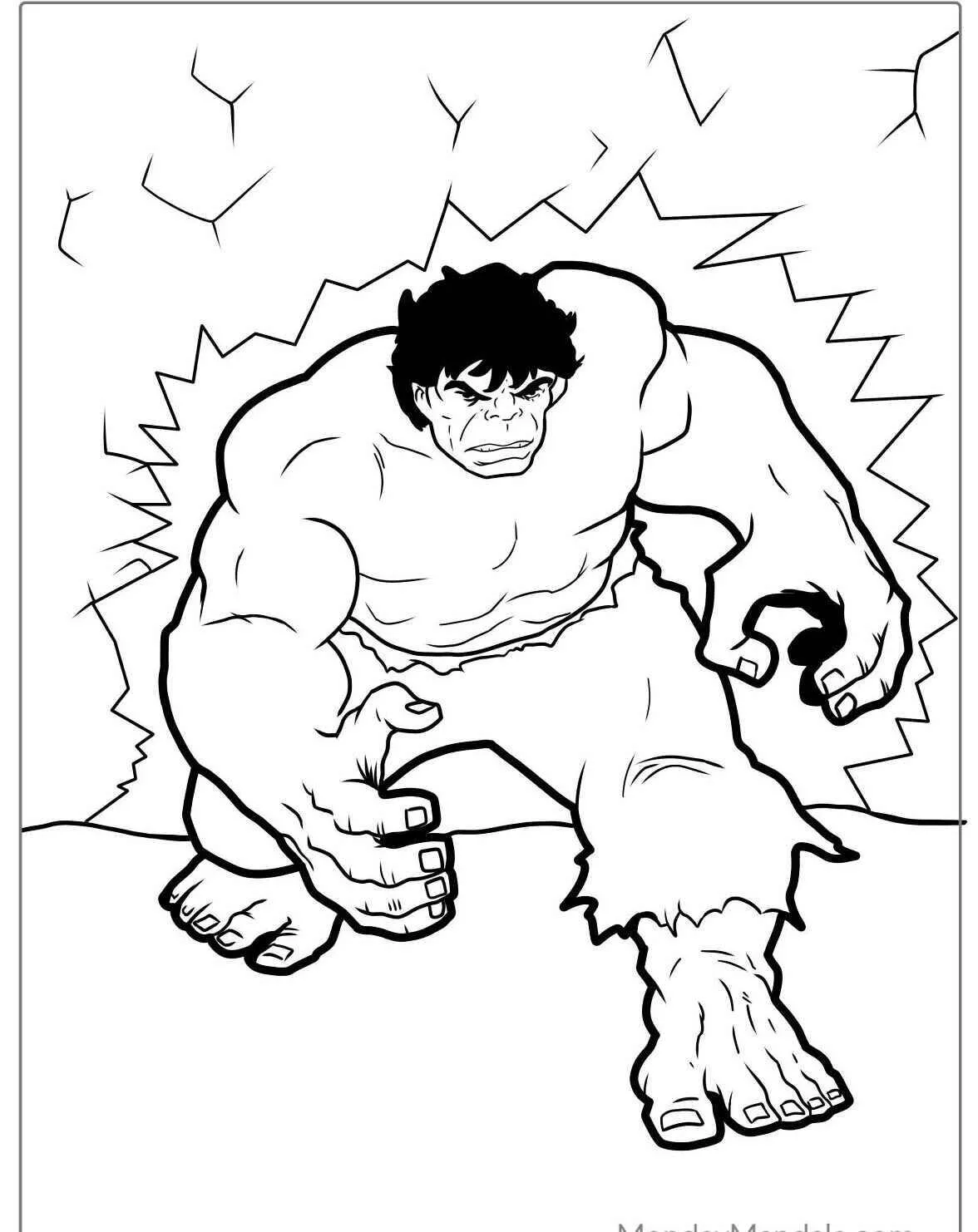 Desenho do Hulk a Romper Paredes para Colorir