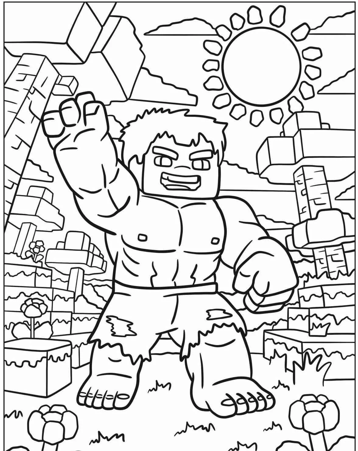 Desenho do Hulk em Ação na Natureza para Colorir