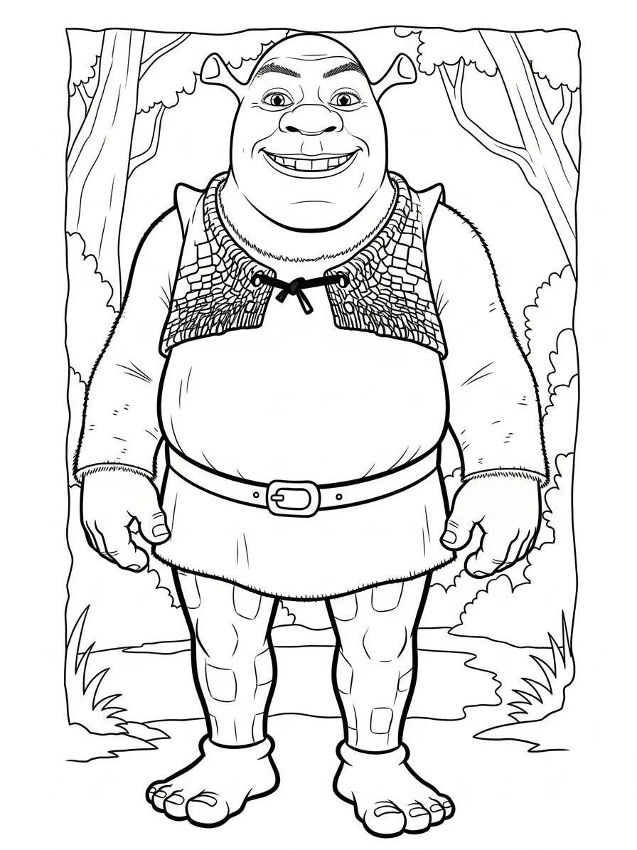 Dibujo para colorear shrek en el pantano