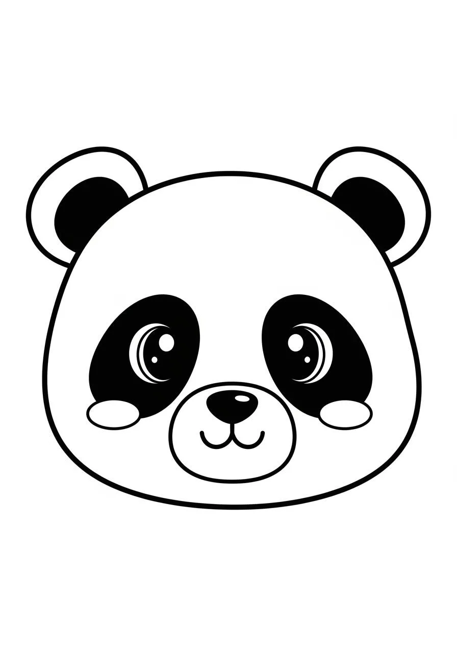 Desenho Kawaii de Cabeça de Panda Fofo para Colorir