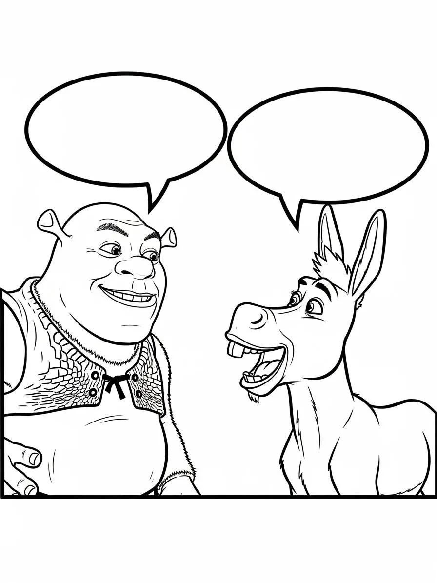 shrek y el burro Libro para colorear