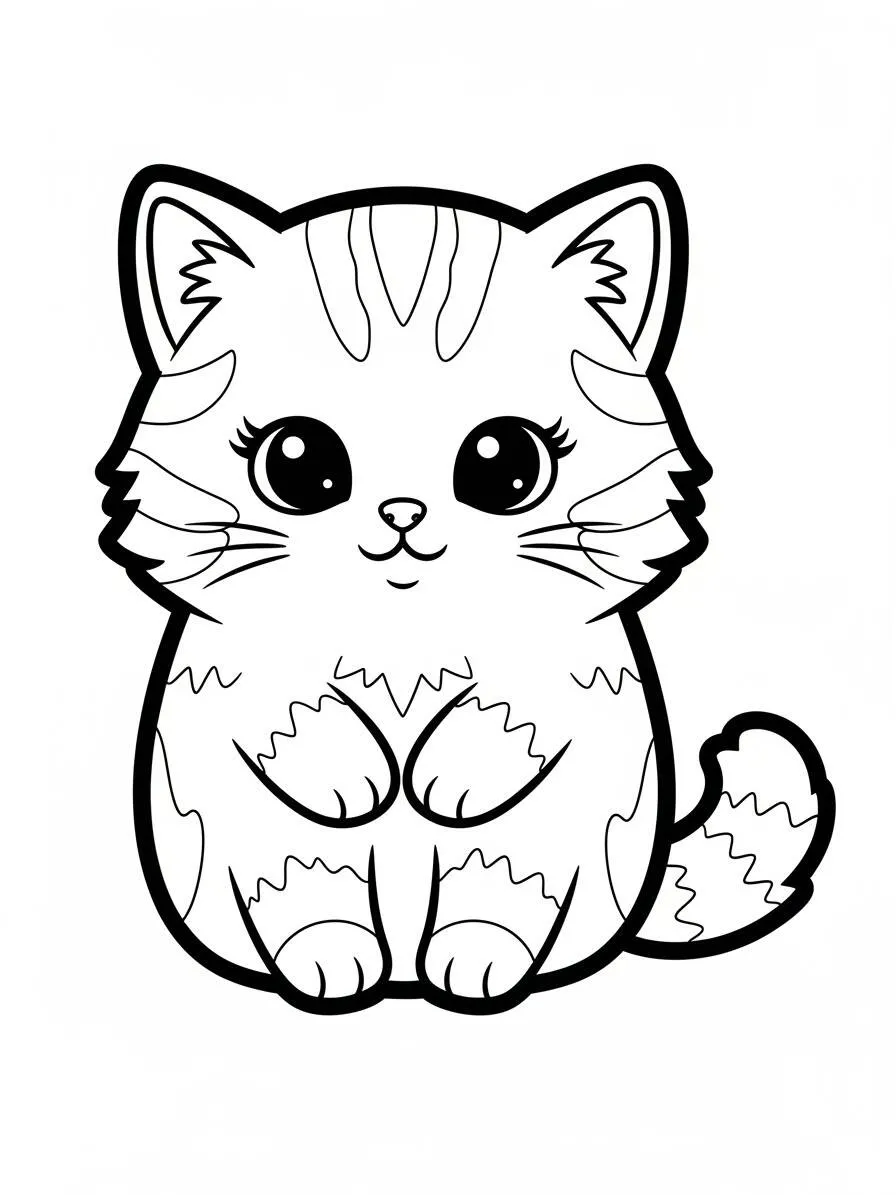 Desenho de Squishmallow Gato Fofo para Colorir