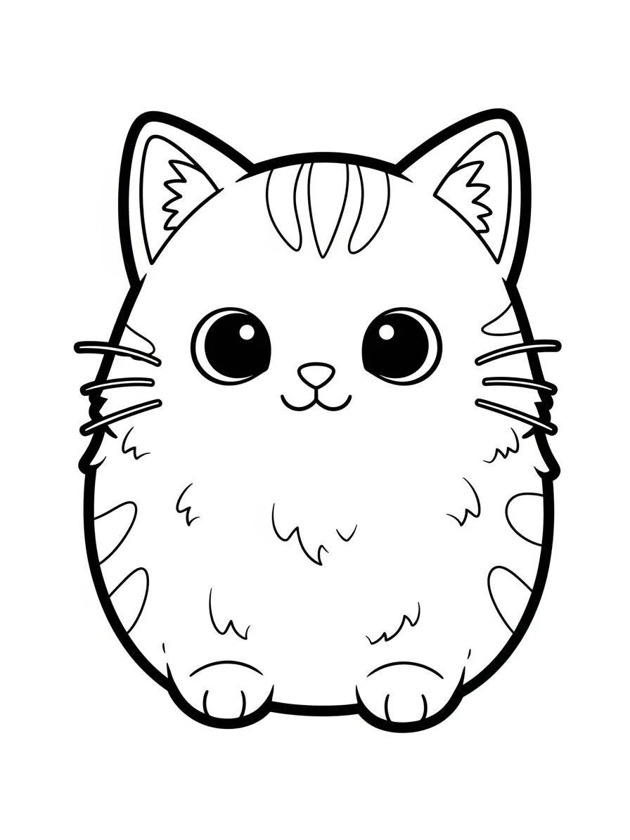 Desenho de Squishmallow Gato Fofo para Colorir
