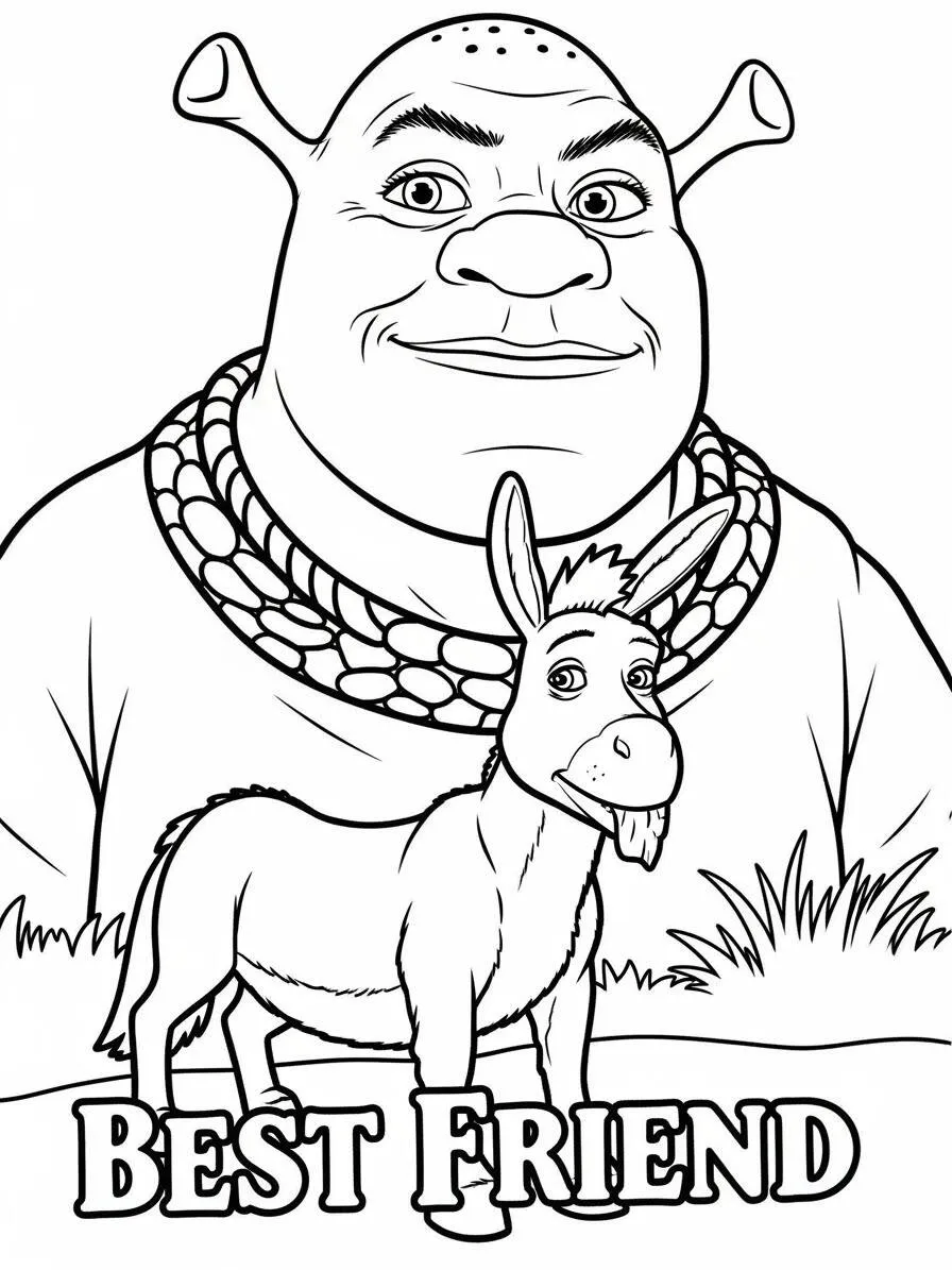 shrek con su amigo burro para colorear