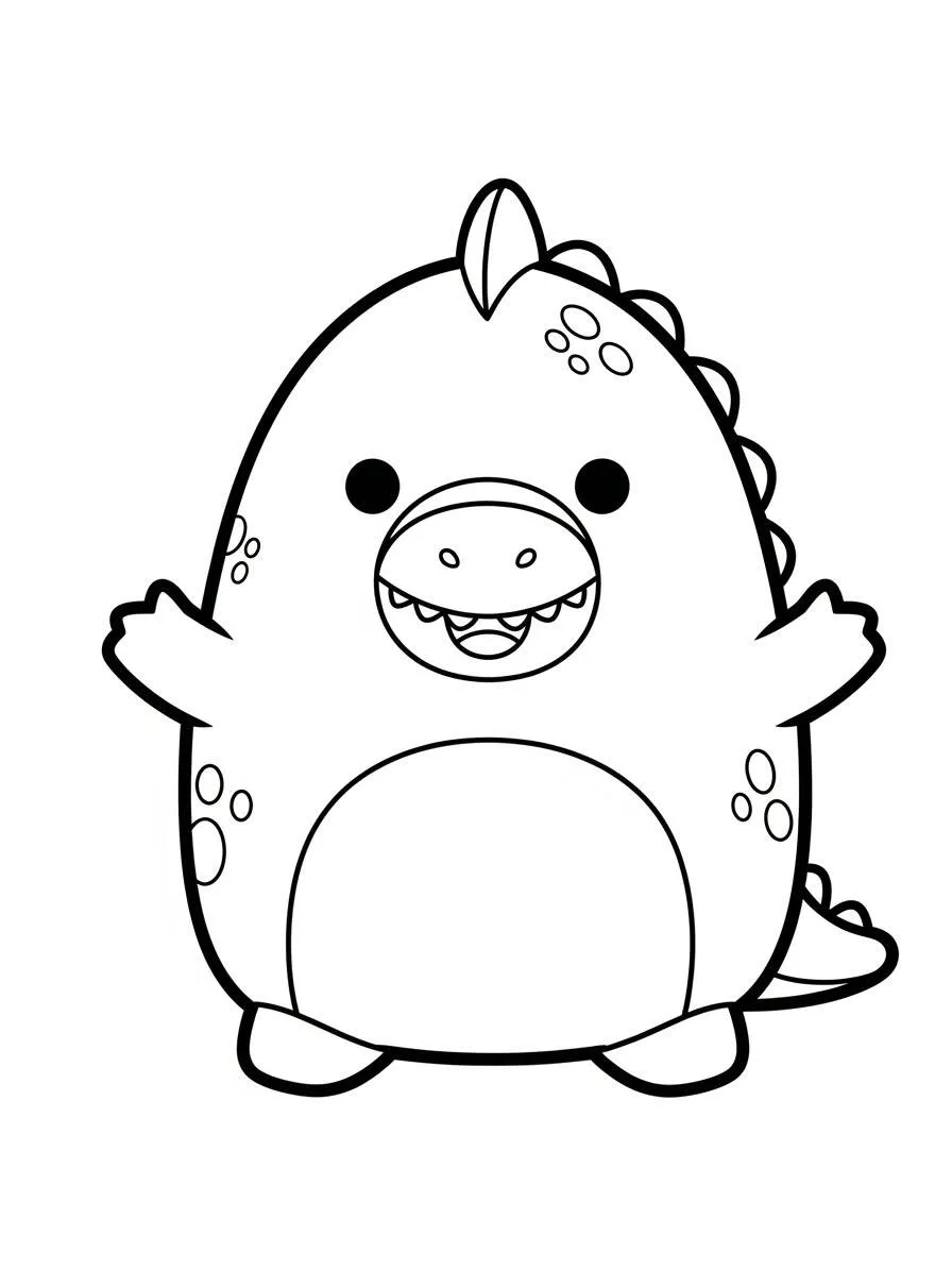 Desenho de Squishmallow Dragão Divertido para Colorir