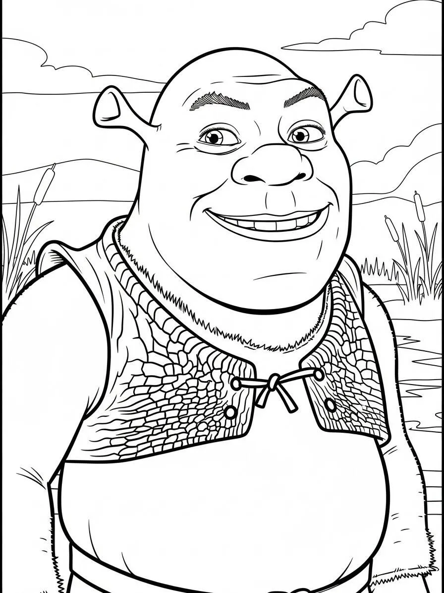 shrek Sonriente Dibujo para colorear