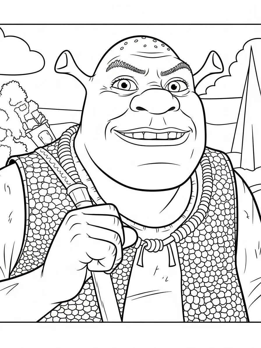 shrek Sonriente Dibujo para colorear