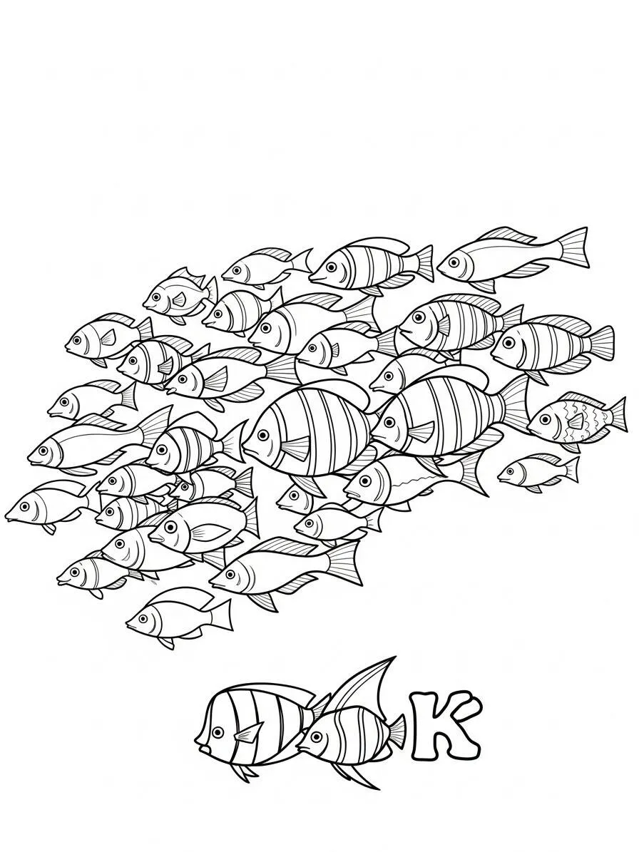 Escuela de peces Dibujo para colorear