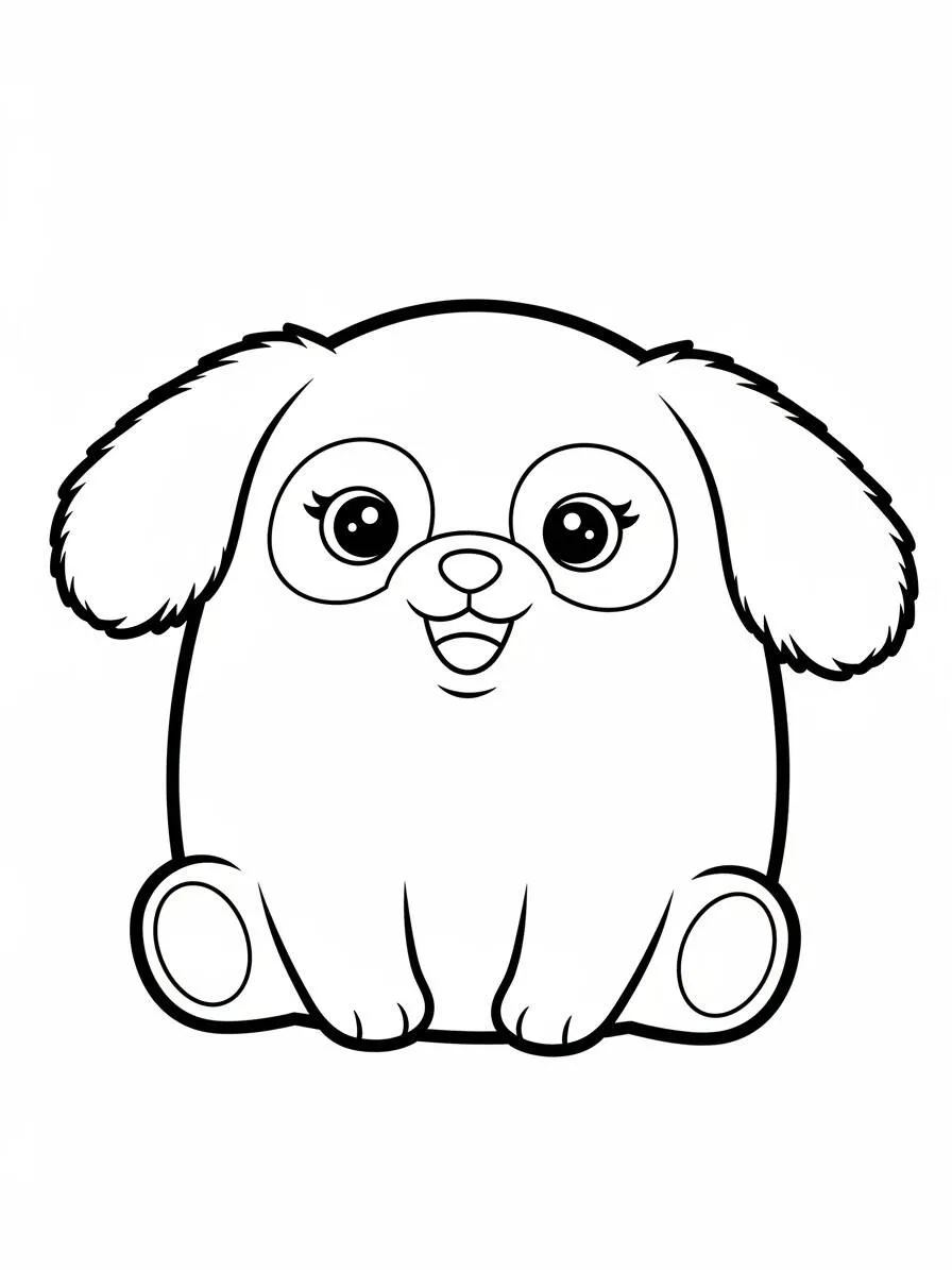 Desenho de Squishmallow Cão Fofo para Colorir
