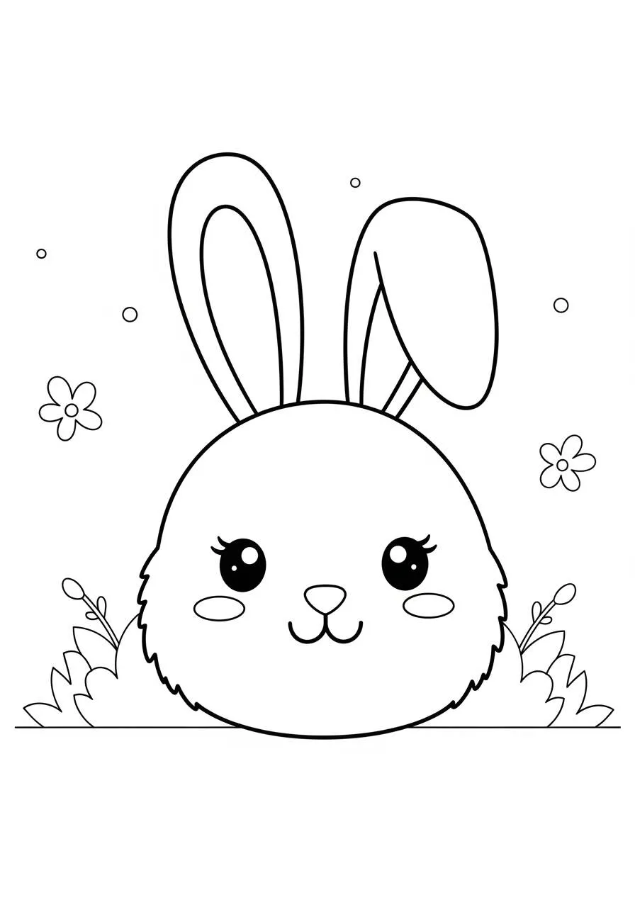 Desenho Kawaii de Coelhinho Fofo para Colorir