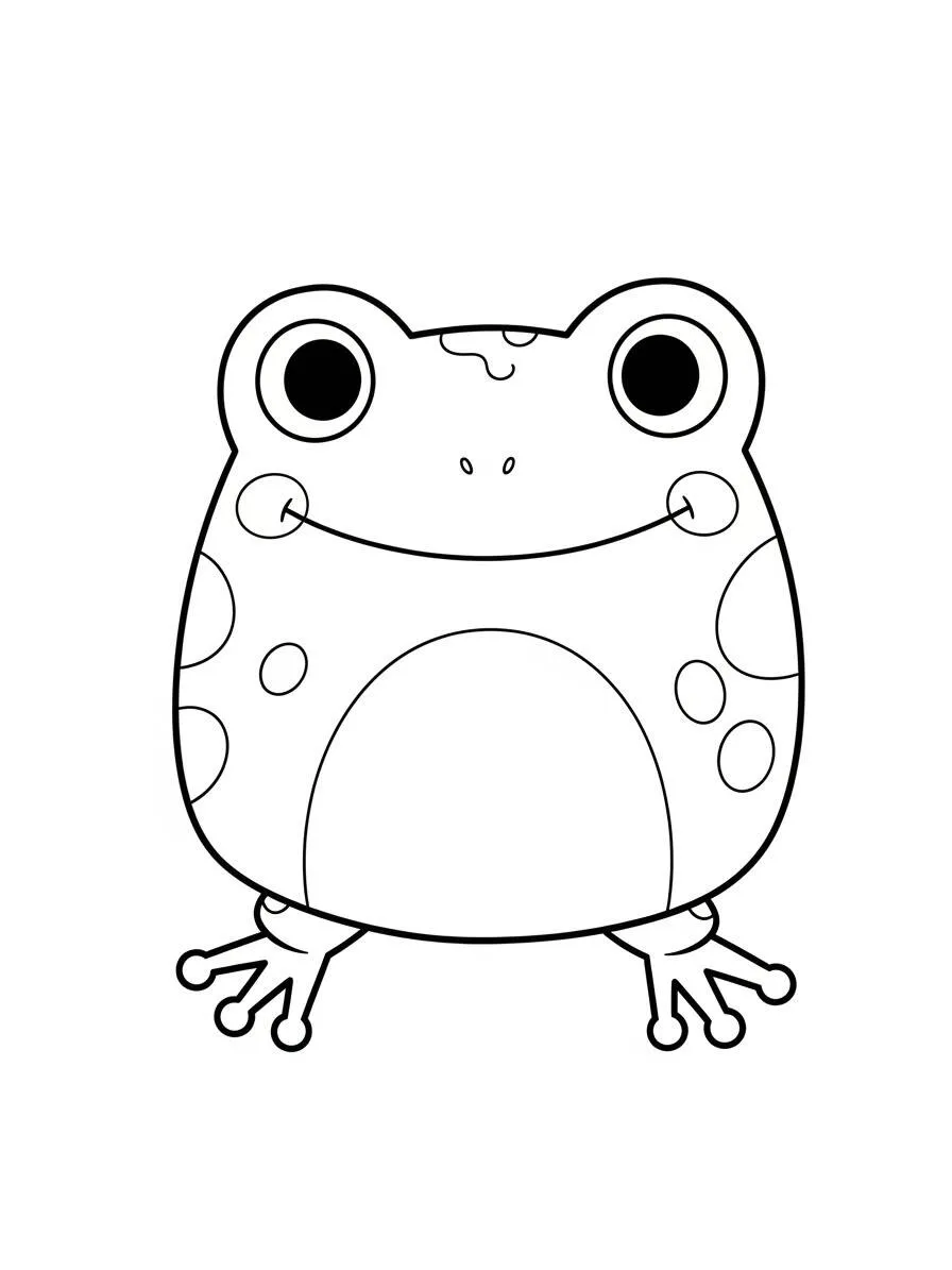 Desenho de Squishmallow Sapo Feliz para Colorir
