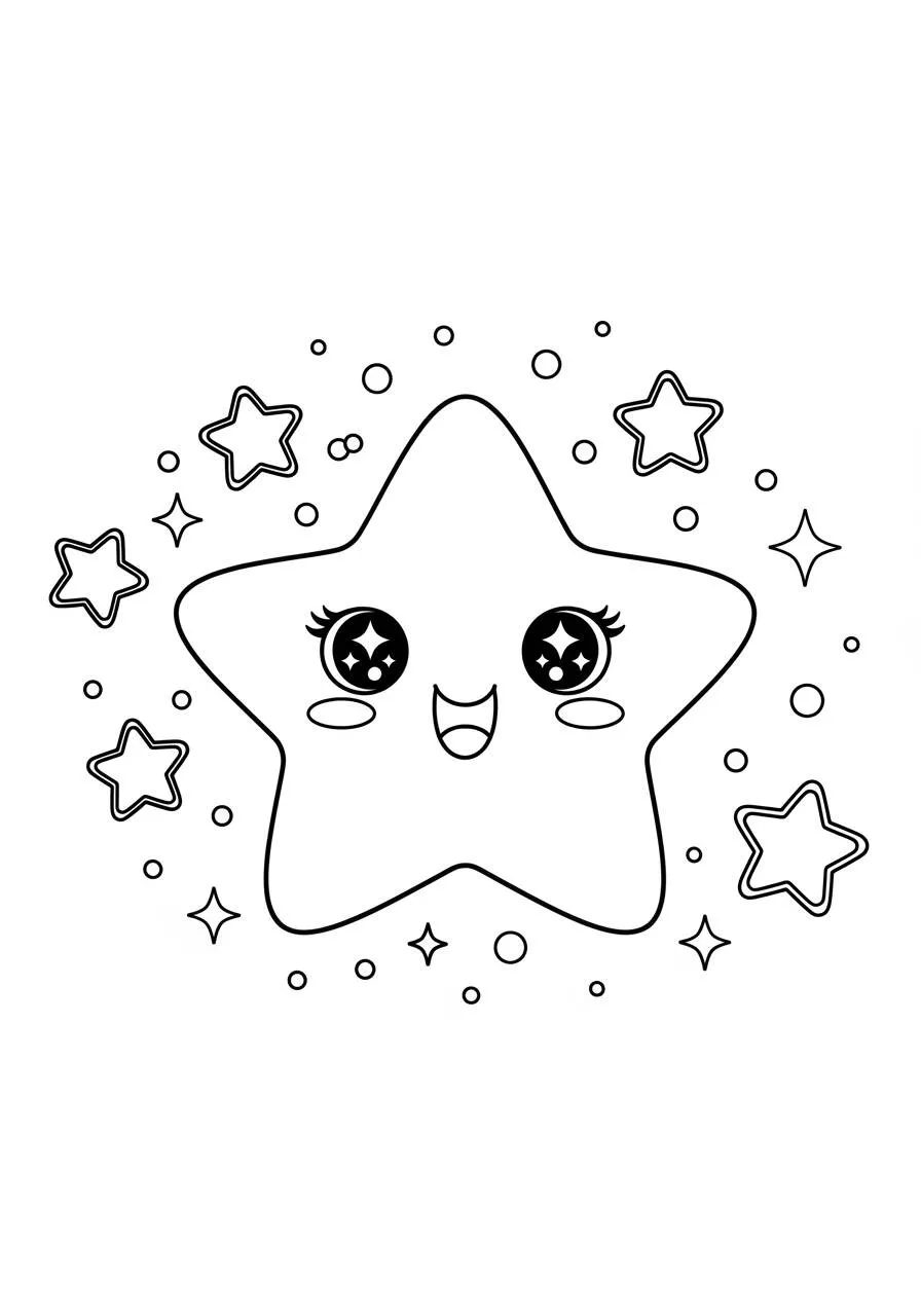 Desenho Kawaii de Estrela Sorridente para Colorir