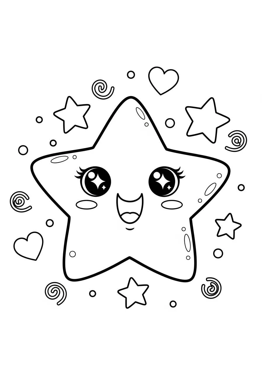 Desenho Kawaii de Estrela Sorridente para Colorir