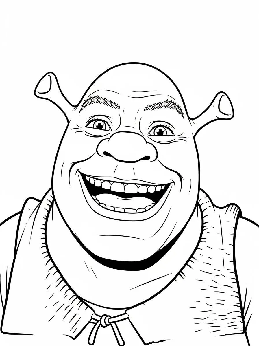 shrek Sonriente Página Para Colorear