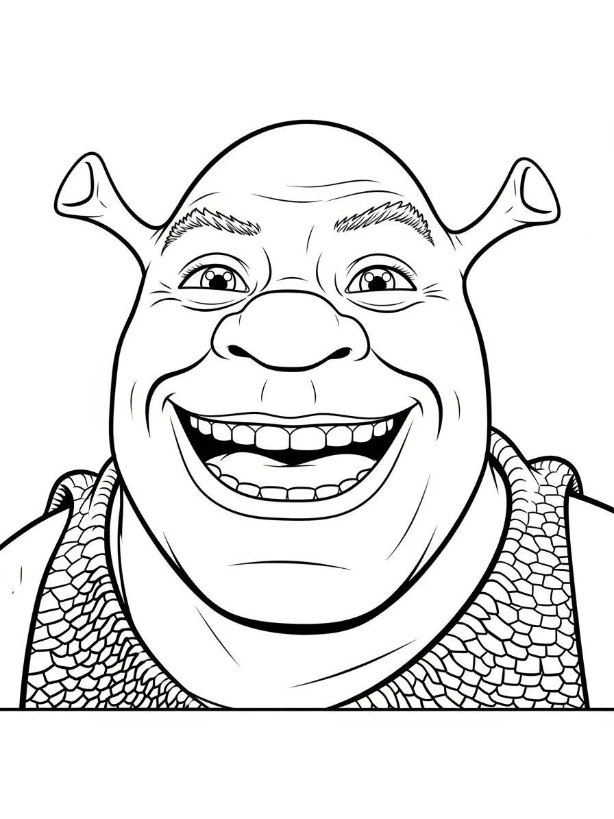 shrek Sonriente Página Para Colorear