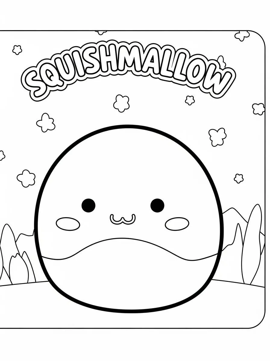 Desenho de Squishmallow Redondo e Fofo para Colorir