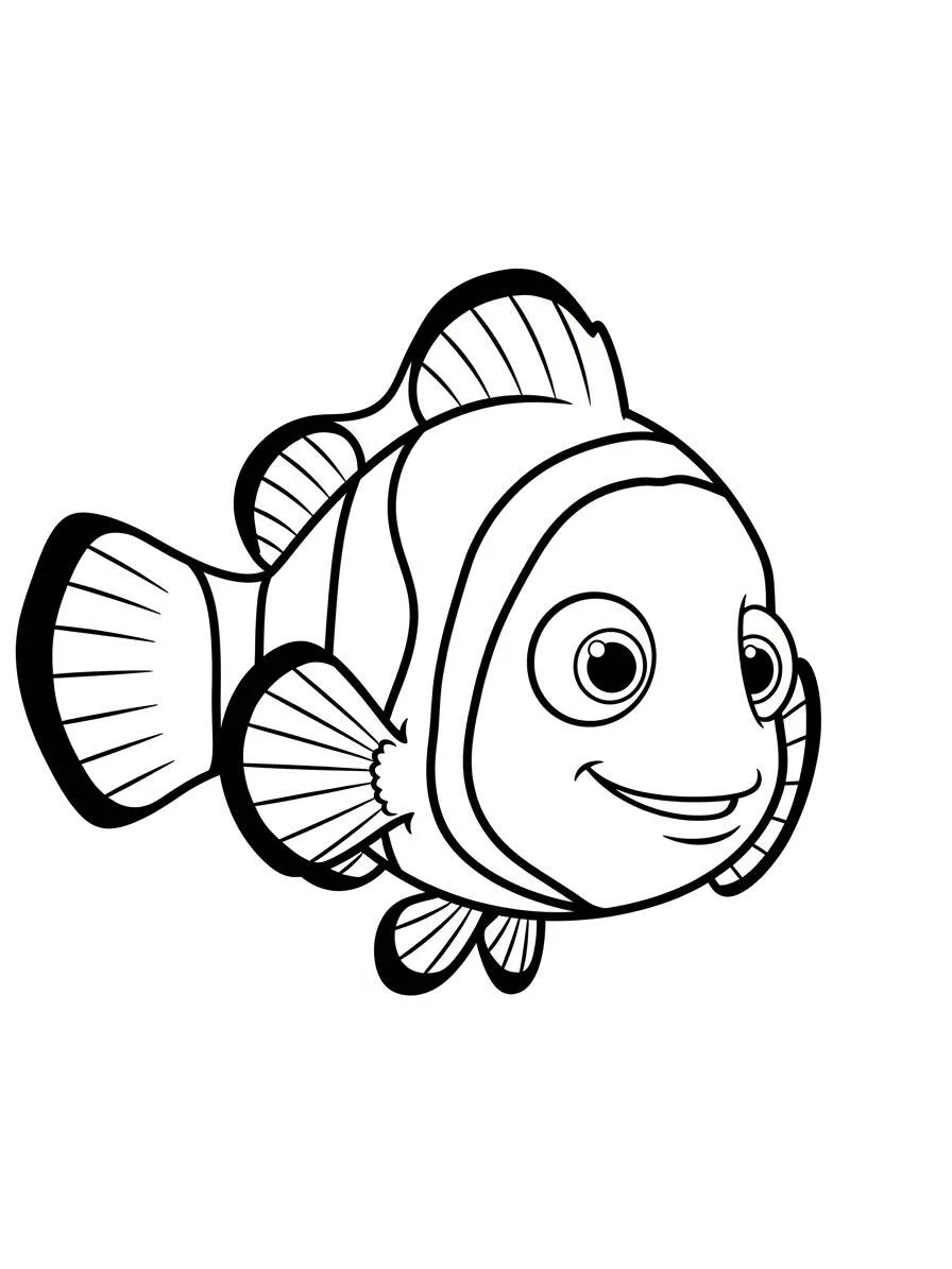 Pez Payaso Sonriente Dibujo para colorear
