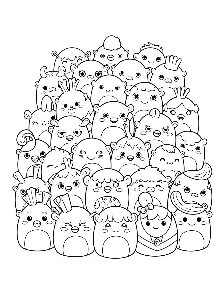 Desenho de Squishmallow Diversos para Colorir