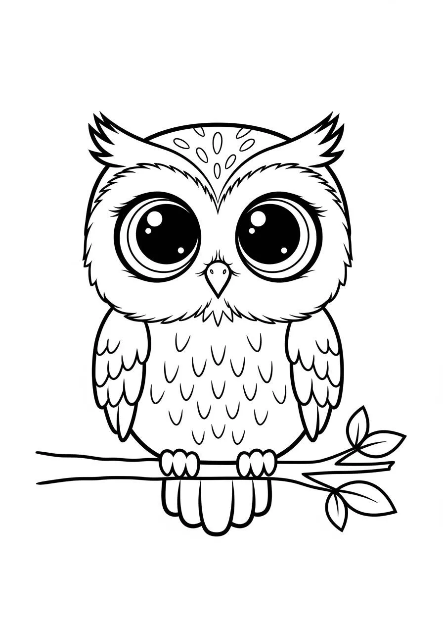 Desenho Kawaii de Corujinha Fofa para Colorir
