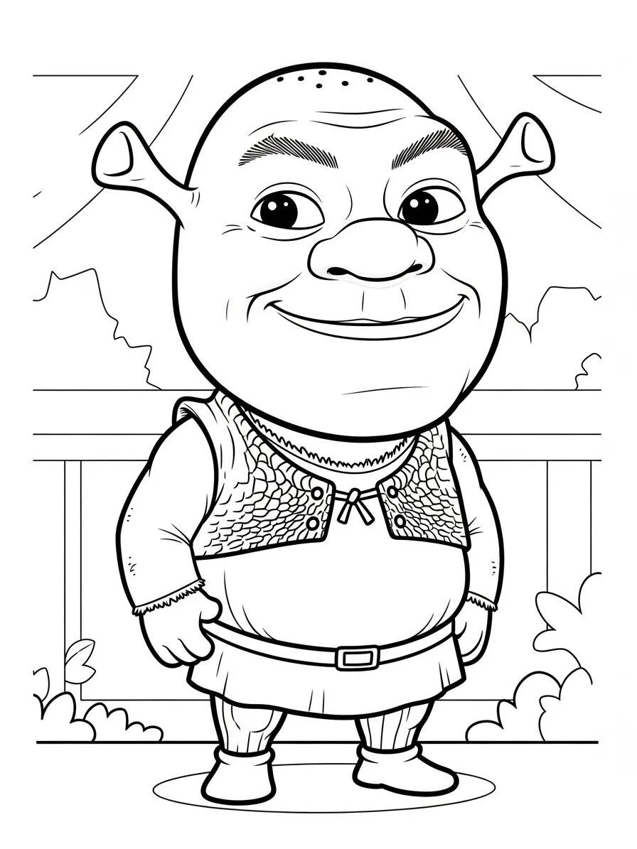 shrek Sonriente Página Para Colorear