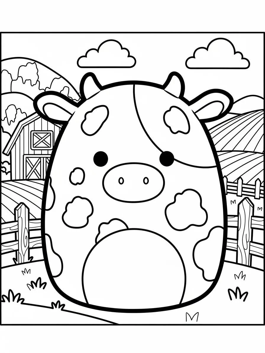 Dibujo para colorear de malvavisco de vaca divertida