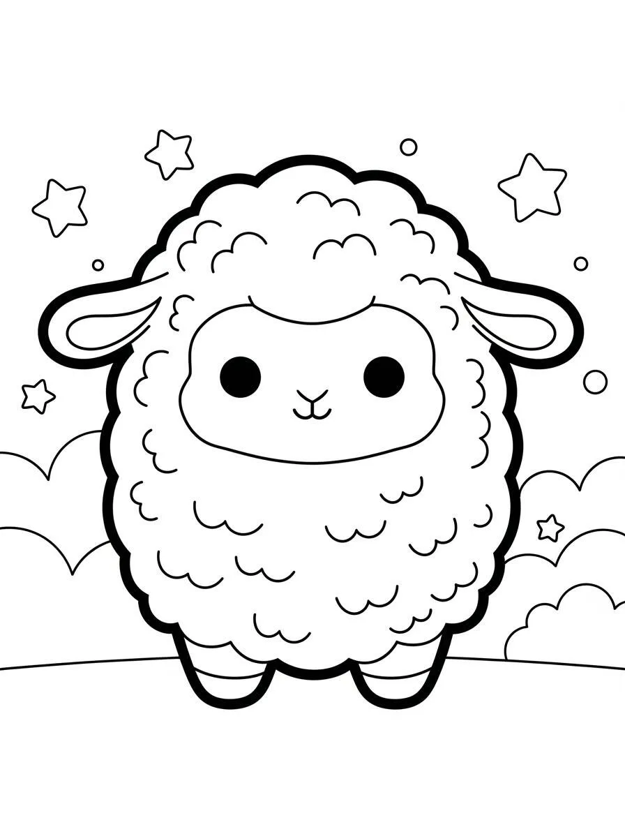 Linda Oveja malvavisco Dibujo para colorear