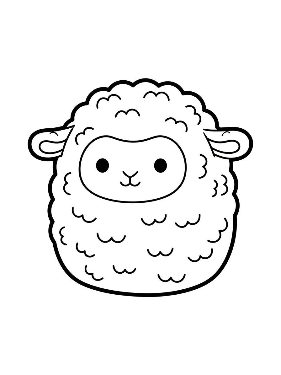 Linda Oveja malvavisco Dibujo para colorear