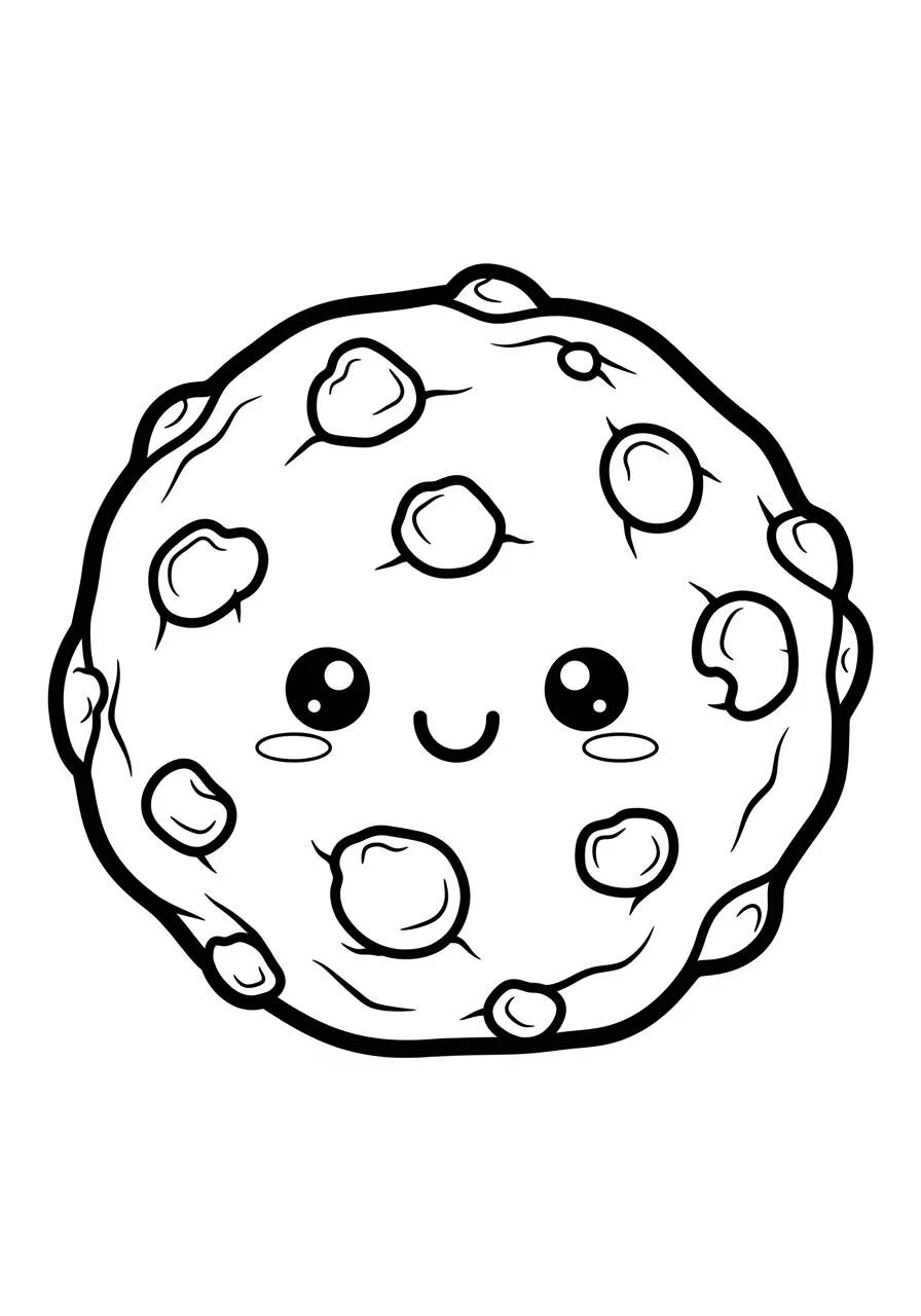 Desenho Kawaii de Biscoito Sorridente para Colorir