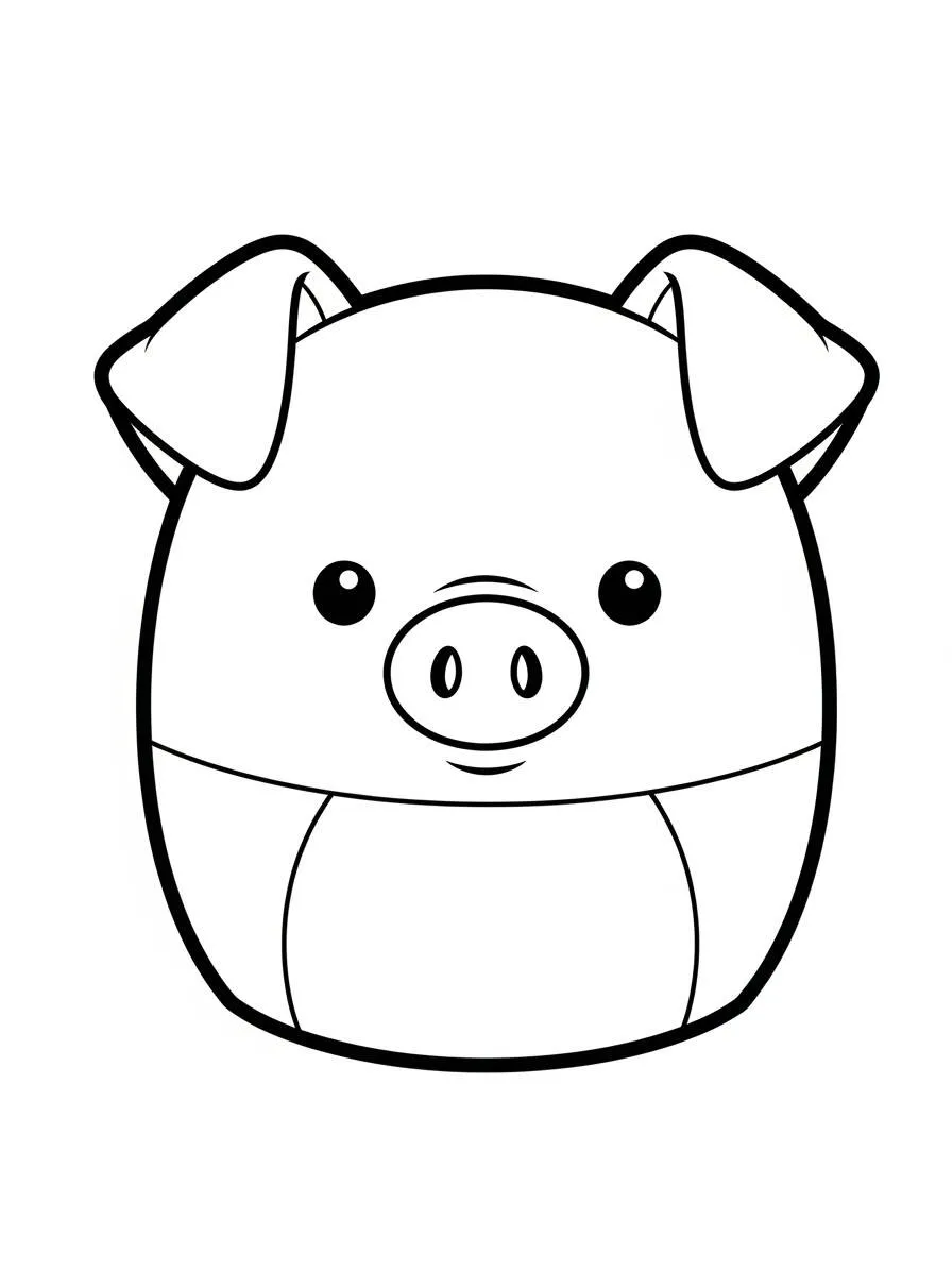 Desenho de Squishmallow Porquinho Fofo para Colorir