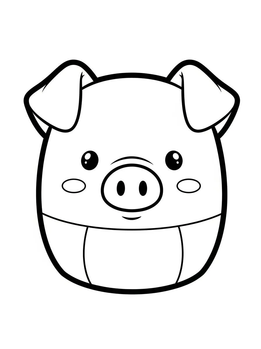 Desenho de Squishmallow Porquinho Fofo para Colorir