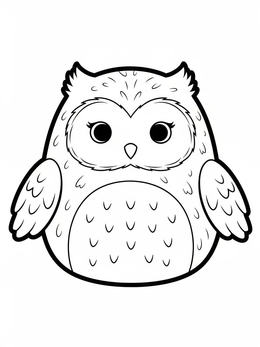 Desenho de Squishmallow Coruja Fofa para Colorir
