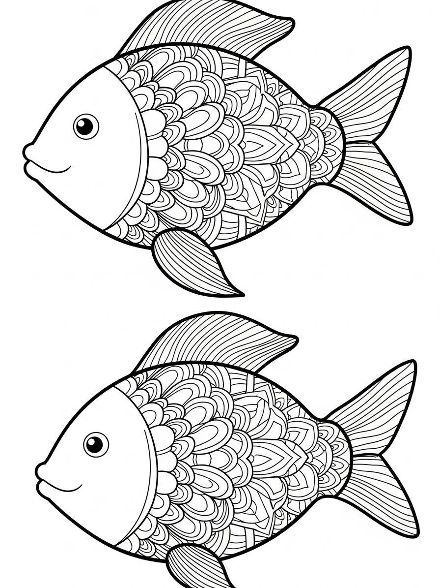 Peces Decorados con Estampados para Colorear